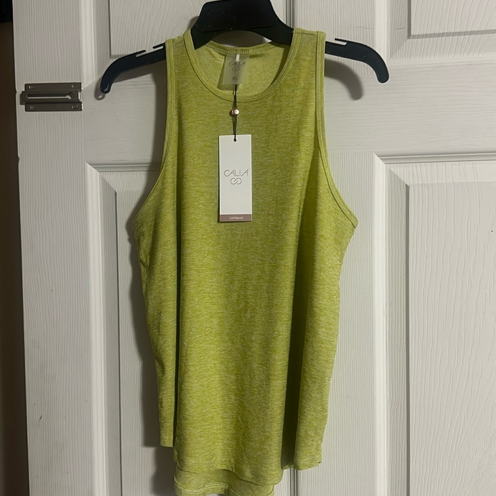 CALIA Women’s LustraLux Cutaway Tank: LIGHT GREEN HEATHER: NEW WITH TAGS: SZ XS